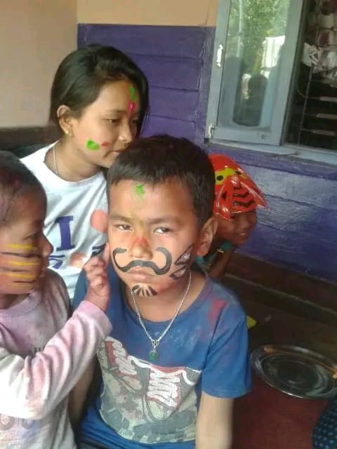 Color painting during holi 2073
